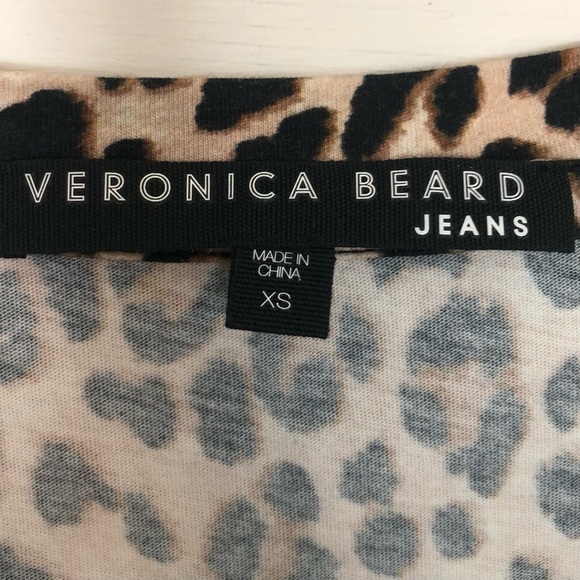 Veronica Beard Saniya Leopard V Neck Tee XS - Picture 4 of 6